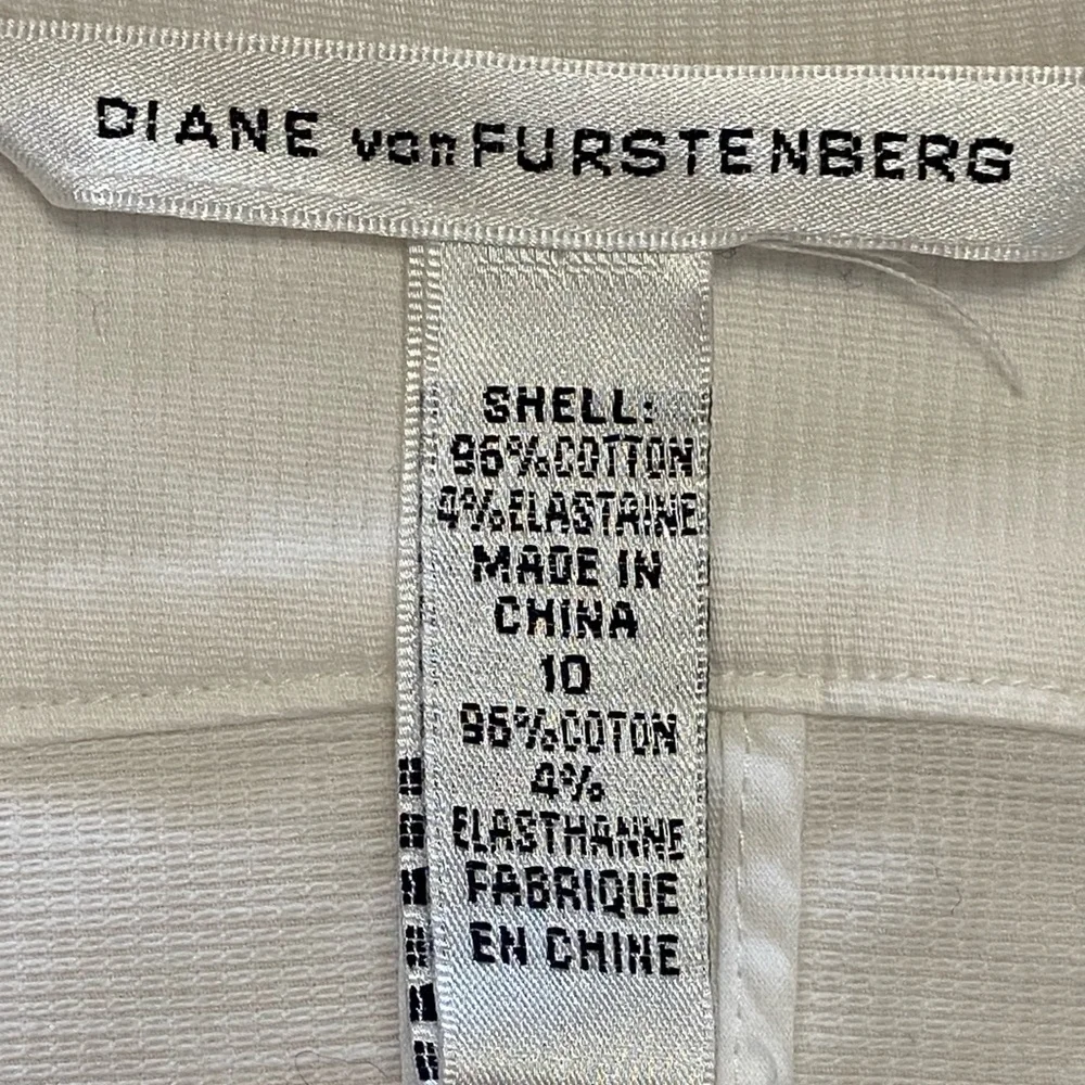 Diane Von Furstenberg White Embroidered Blazer Floral Boho Jacket Cotton‎ Rare